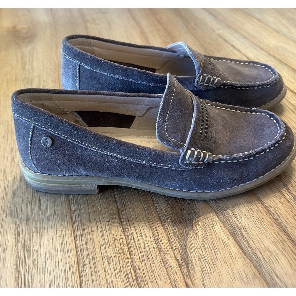 Womens Loafers Size 7M Hush Puppies Aubree Chardon Dark Brown Suede EUC‎